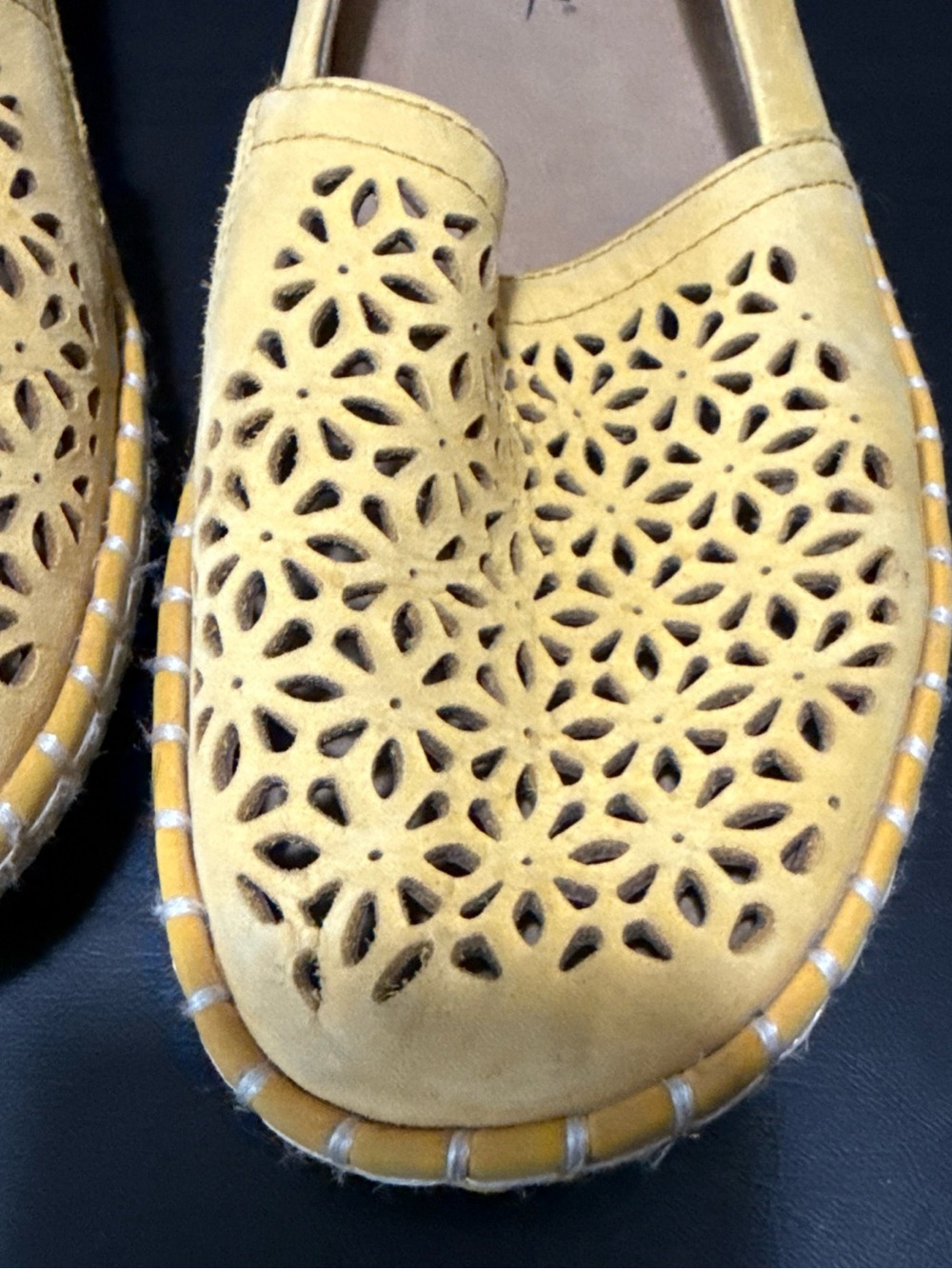 Earth Yellow Laser-Cut Casual Slip-On Flats - Picture 4 of 9